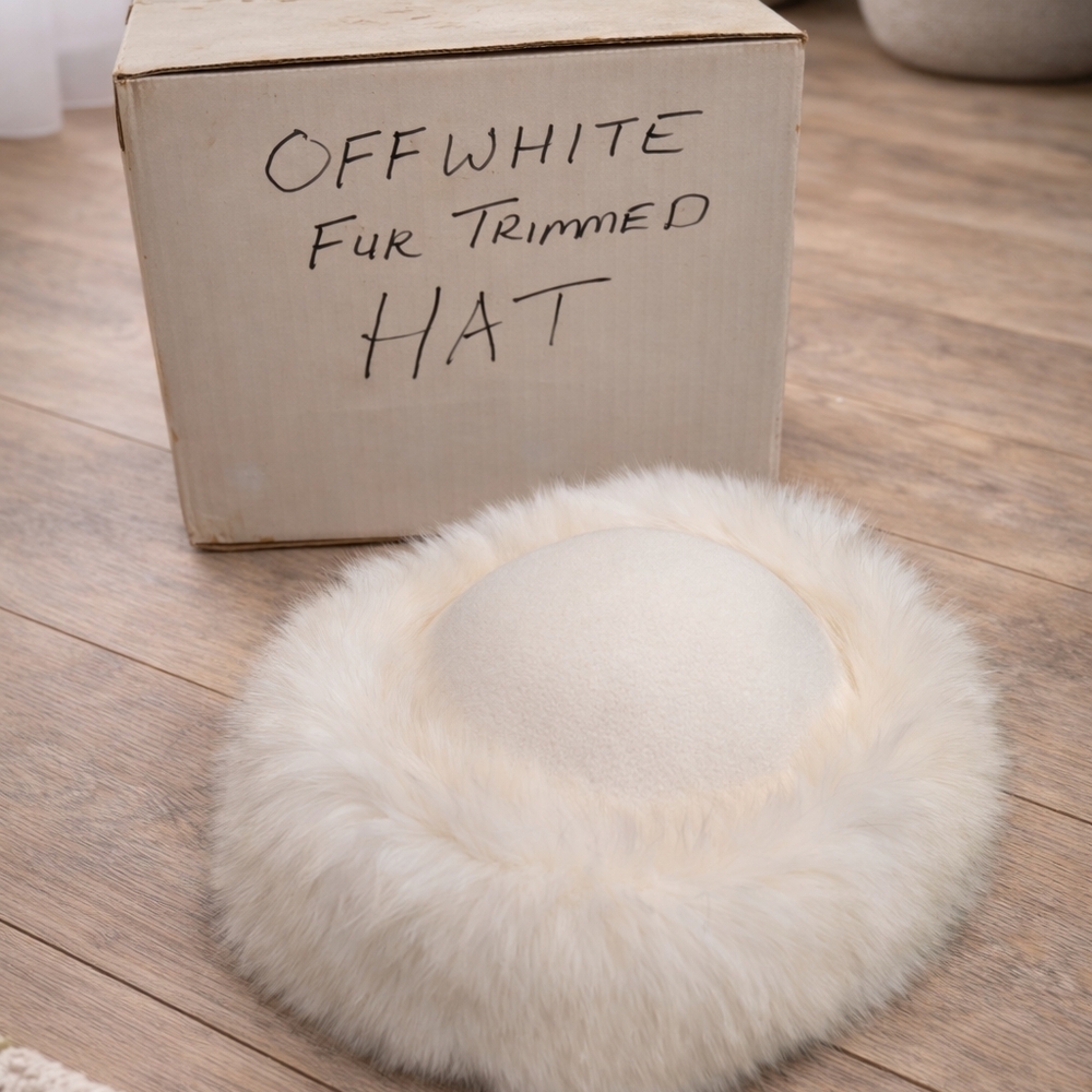 Offwhite Fur Trimmed Hat